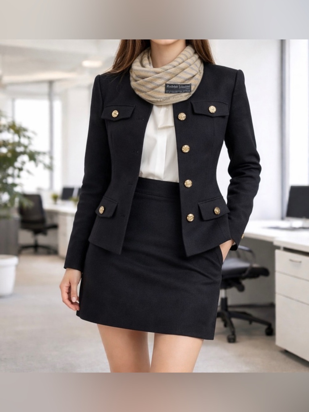 Classic Black Midi Skirt - Elegant Office Pencil Skirt